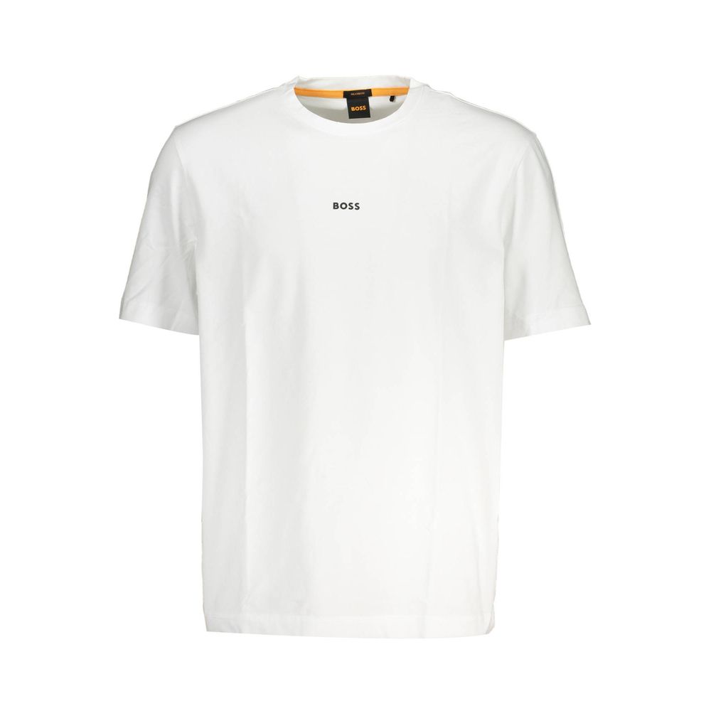 Hugo Boss White Cotton T-Shirt, relaxed fit, short sleeve crew neck with logo, organic cotton