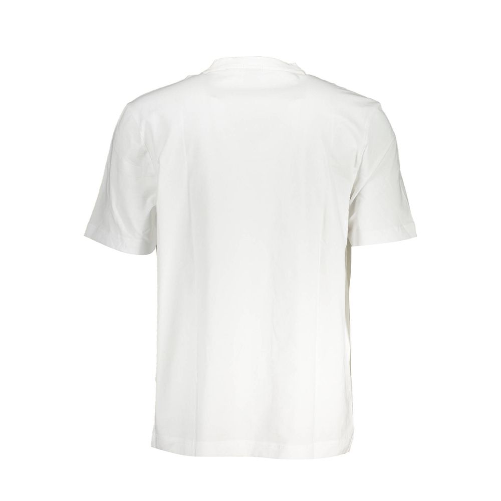 Alt Tag: Hugo Boss White Cotton T-Shirt, short sleeve, relaxed fit, crew neck, organic material, logo application, back view