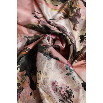 Dolce & Gabbana Pink Silk Floral Print Square Foulard Scarf