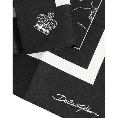 Dolce & Gabbana Black White Printed Square Men Foulard Scarf