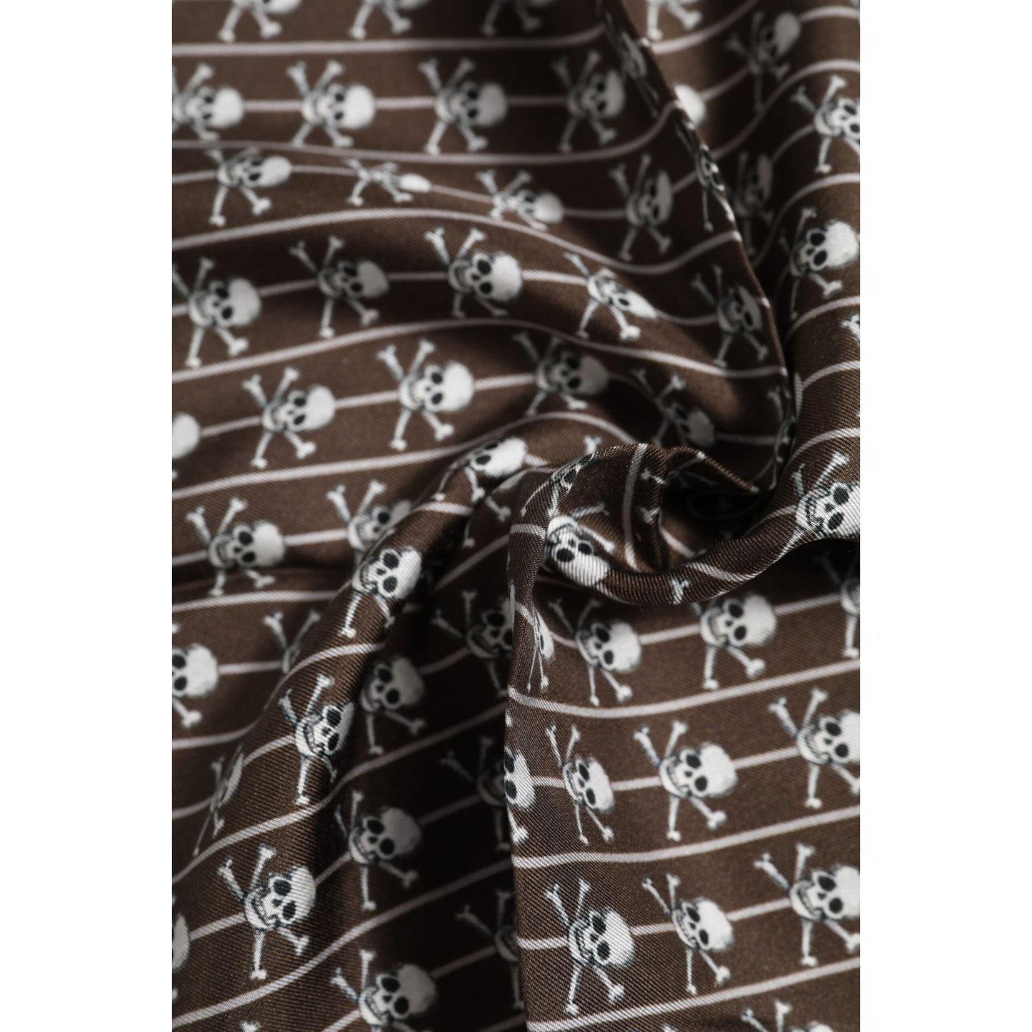 Dolce & Gabbana Brown Skull Silk Square Men Foulard Scarf