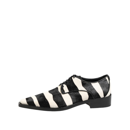 Dolce & Gabbana Black White Zebra Pony Fur Dress Shoes