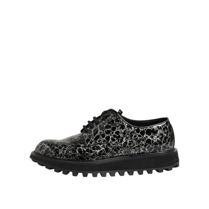 Dolce & Gabbana Black White Calfskin Chunky Derby Shoes