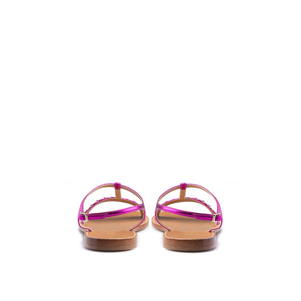 Salvatore Ferragamo Purple Leather Flat Sandals
