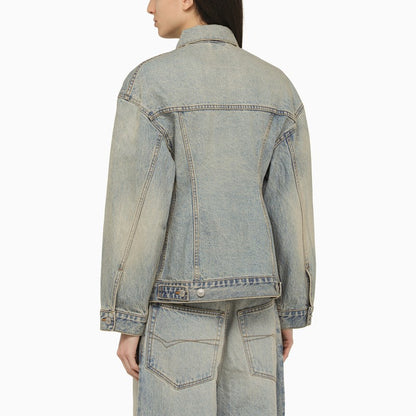 Balenciaga Light blue washed-effect denim jacket