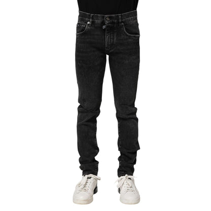 Dolce & Gabbana Black Cotton Skinny Men Denim Jeans