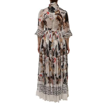 Dolce & Gabbana Multicolor Animal Print Silk Ascot Maxi Dress