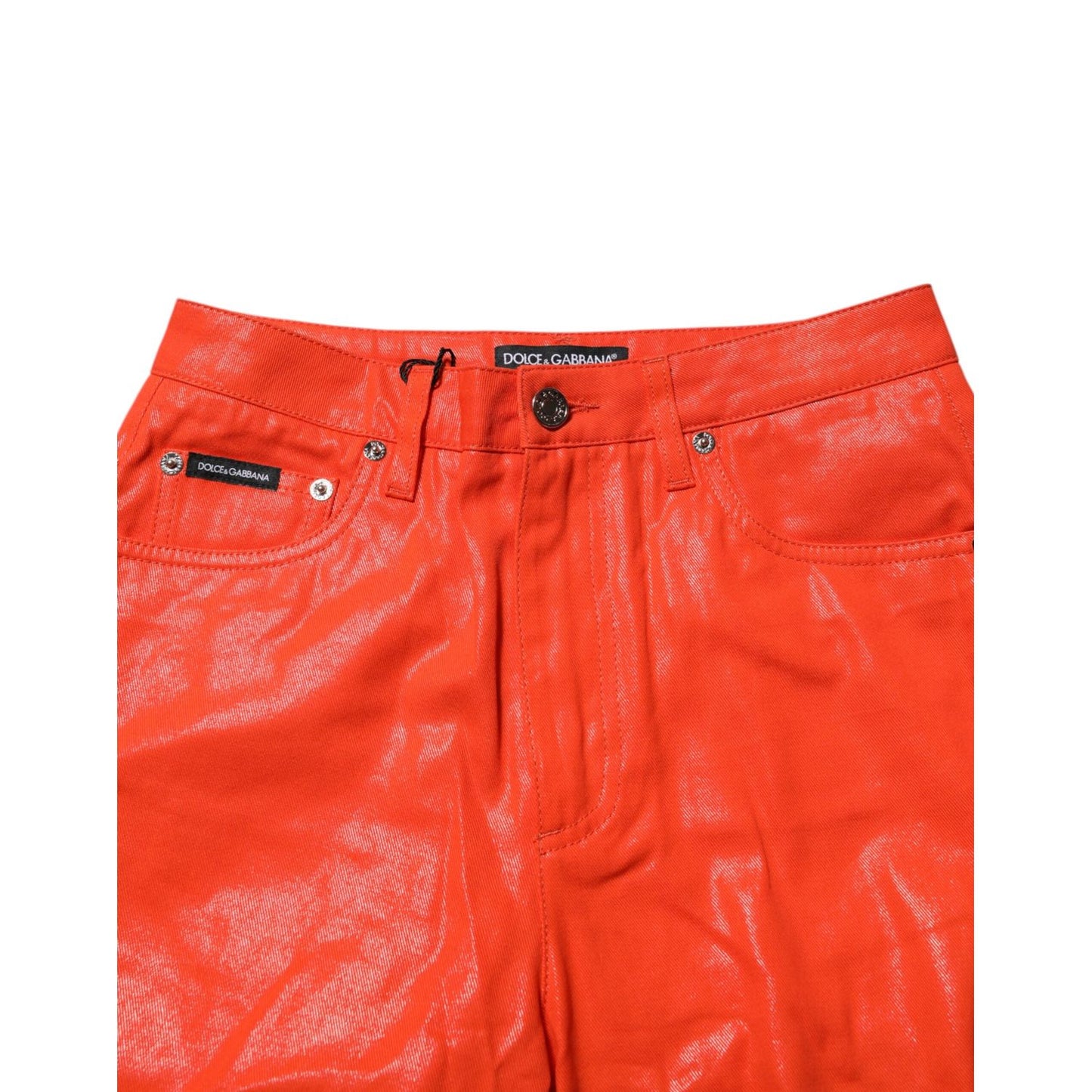 Dolce & Gabbana Orange Cotton High Waisted Denim Jeans