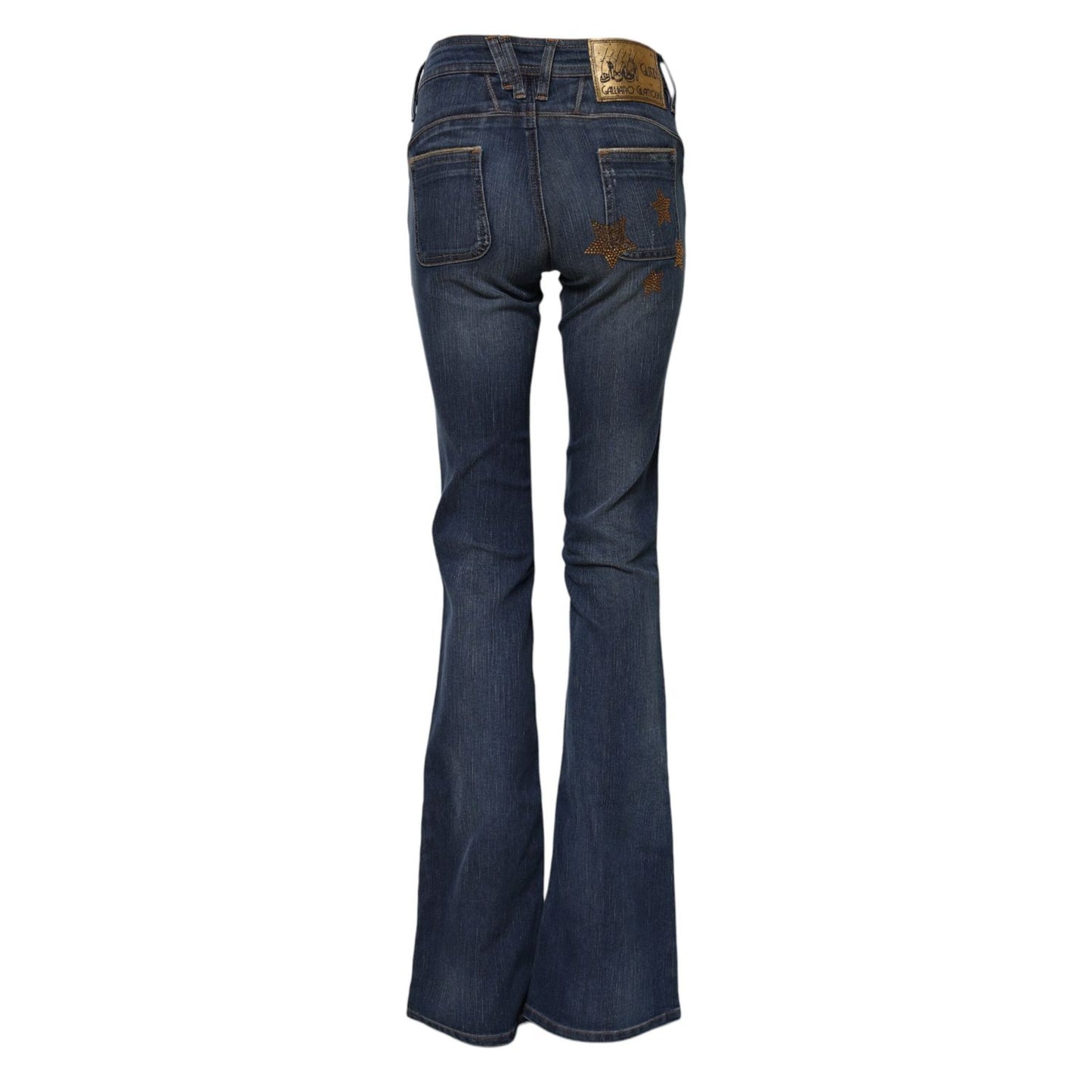 John Galliano Blue Cotton Mid Waist Wide Leg Denim Jeans