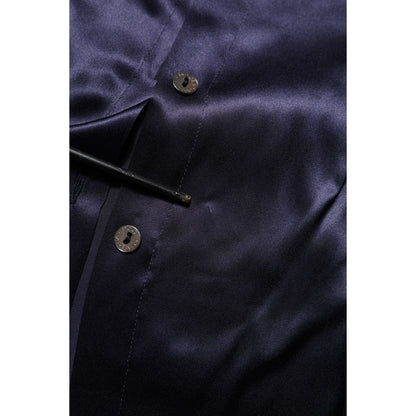 Dolce & Gabbana Dark Purple Silk Ascot Collared Blouse Top