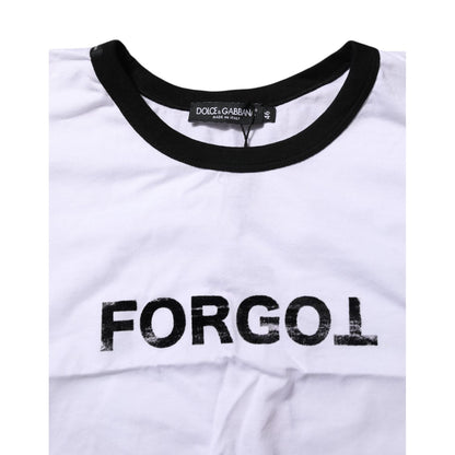 Dolce & Gabbana White Graphic Print Crew Neck Cropped T-shirt