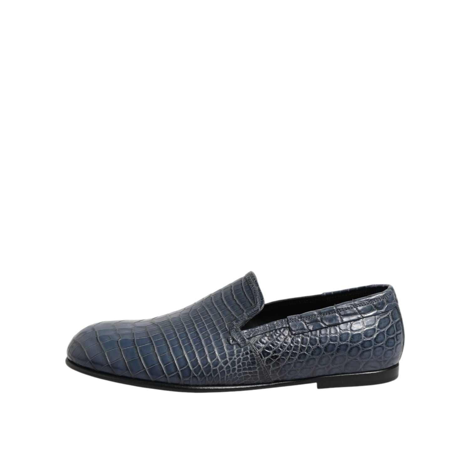 Dolce & Gabbana Blue Exotic Leather Slip On Loafers Men Dress Shoes
