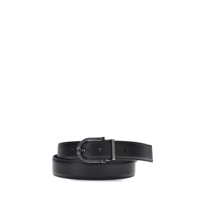 Ferragamo Black Calf Leather Bos Taurus Belt