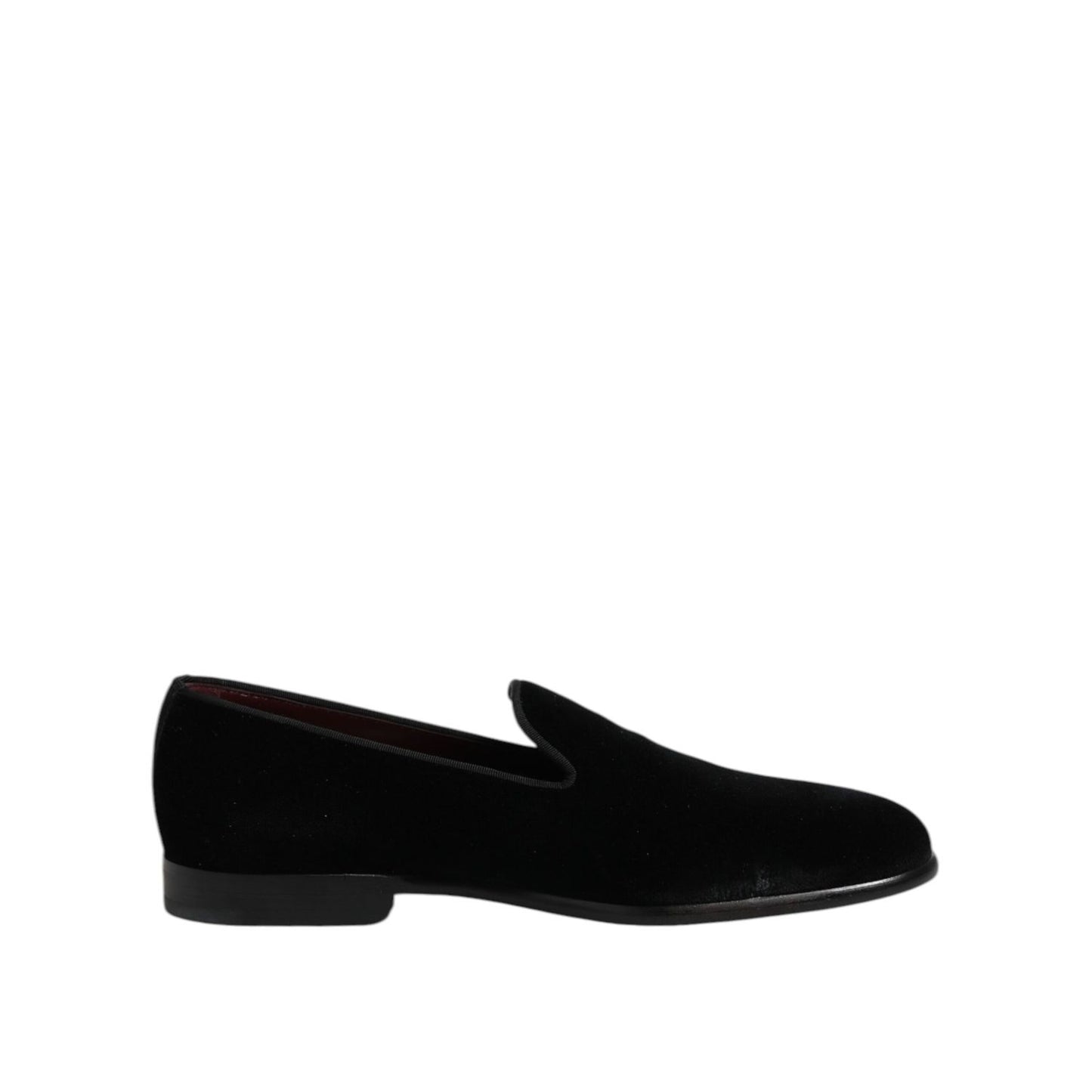 Dolce & Gabbana Black Velvet Slip On Loafers Formal Shoes