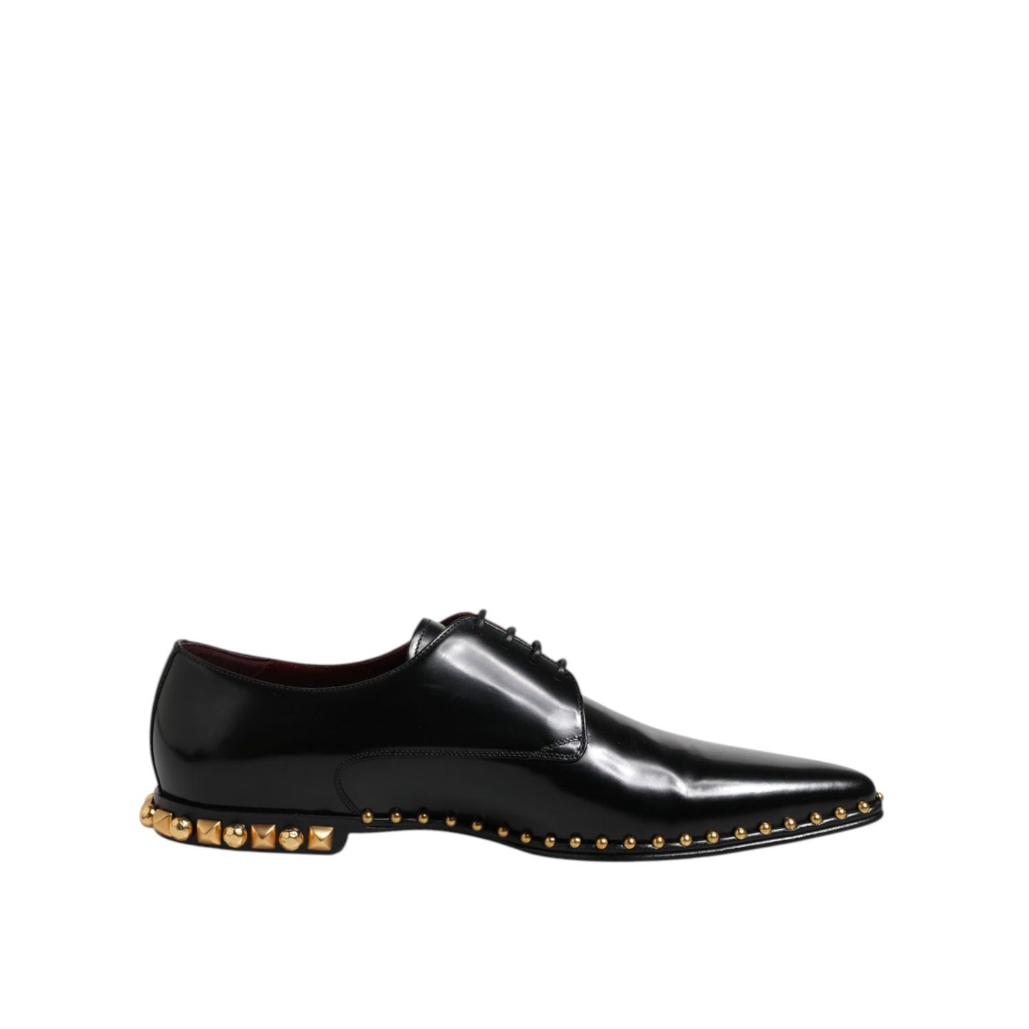 Dolce & Gabbana Black Leather Studded Derby Men Dress Shoes
