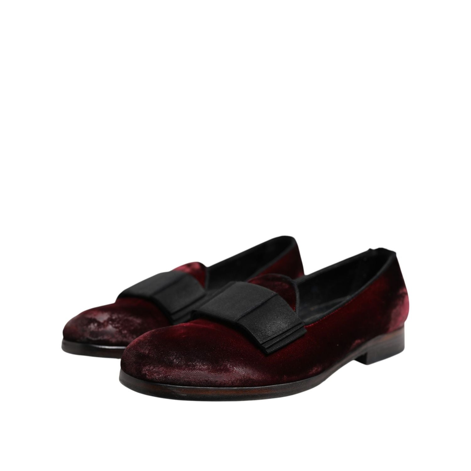 Dolce & Gabbana Red Velvet Men Slip On Loafers Dress Shoes