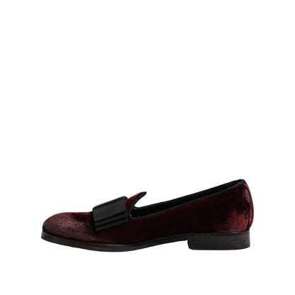 Dolce & Gabbana Red Velvet Men Slip On Loafers Dress Shoes