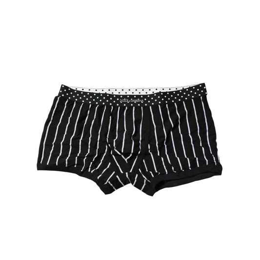 Dolce & Gabbana Black White Striped Regular Boxer Underwear