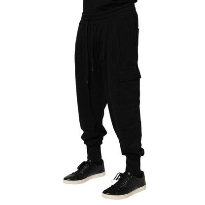 Dolce & Gabbana Black Cotton Logo Jogger Sweatpants Pants