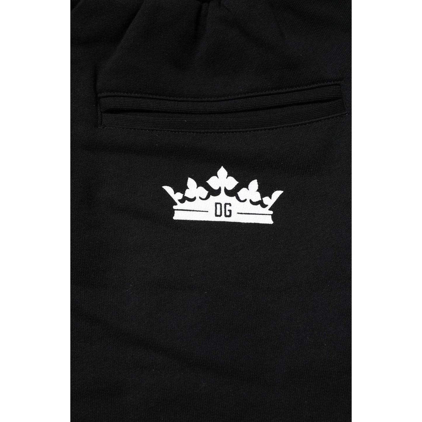 Dolce & Gabbana Black Cotton Crown Jogger Sweatpants Pants