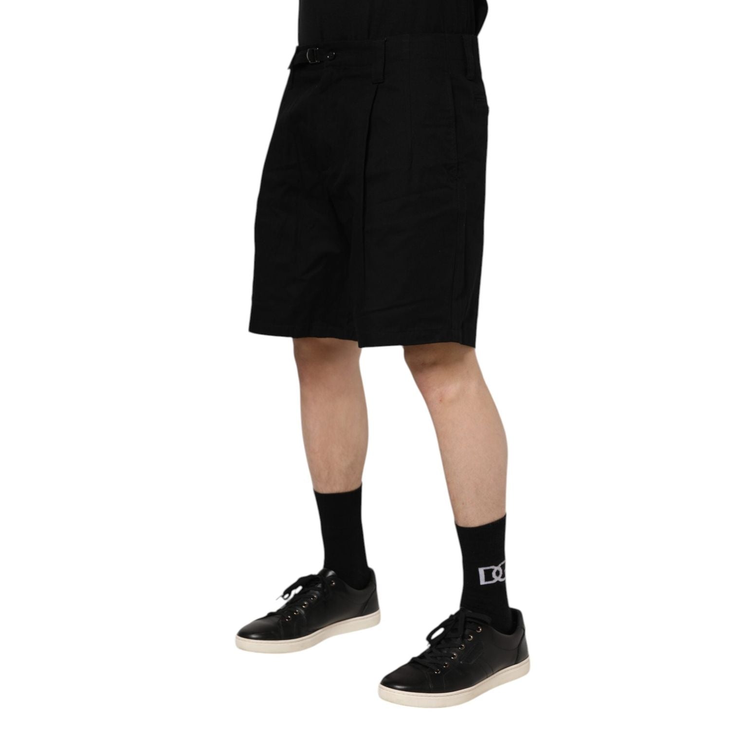 Dolce & Gabbana Black Cotton Knee Length Men Bermuda Shorts