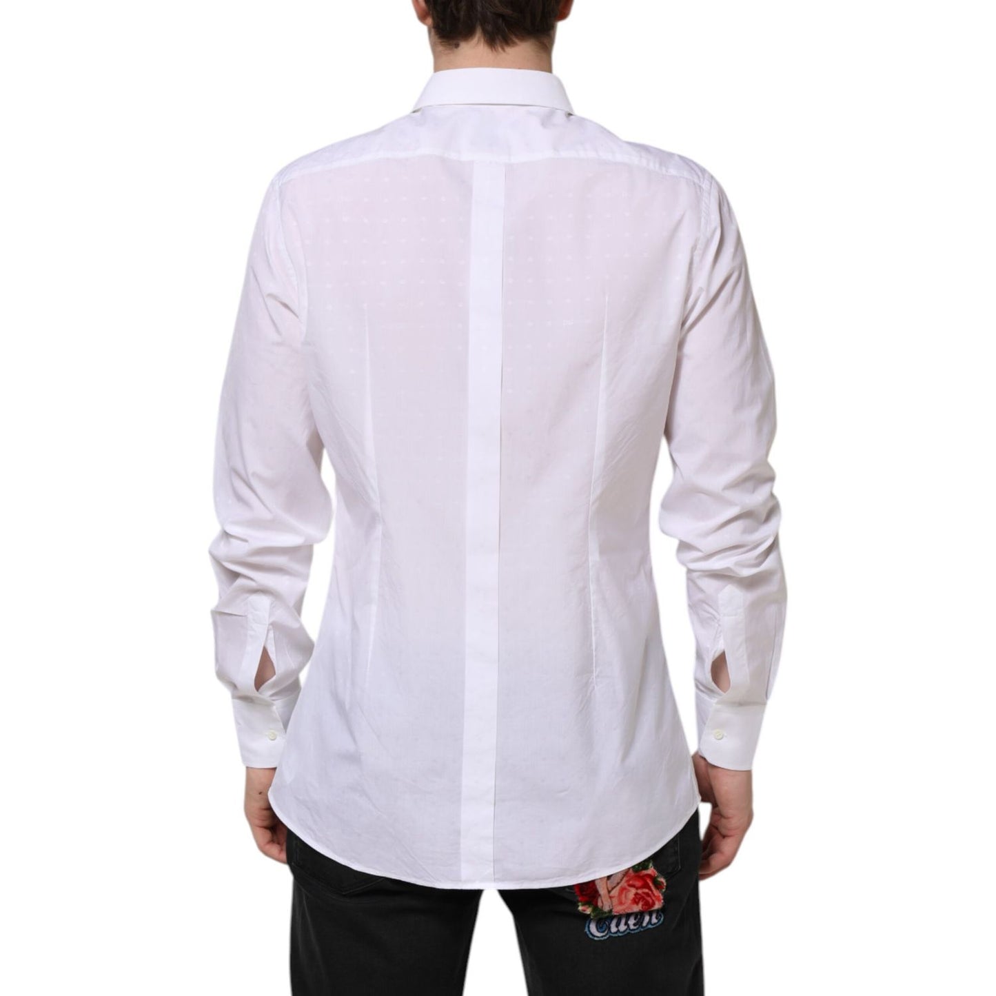 Dolce & Gabbana White Cotton GOLD Dress Formal Shirt