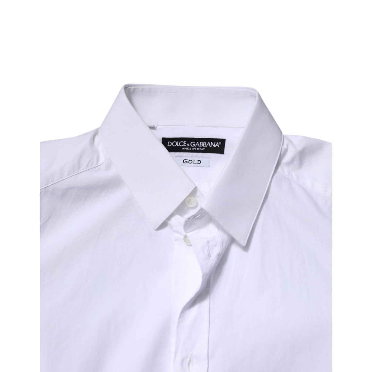 Dolce & Gabbana White Cotton GOLD Long Sleeves Formal Shirt
