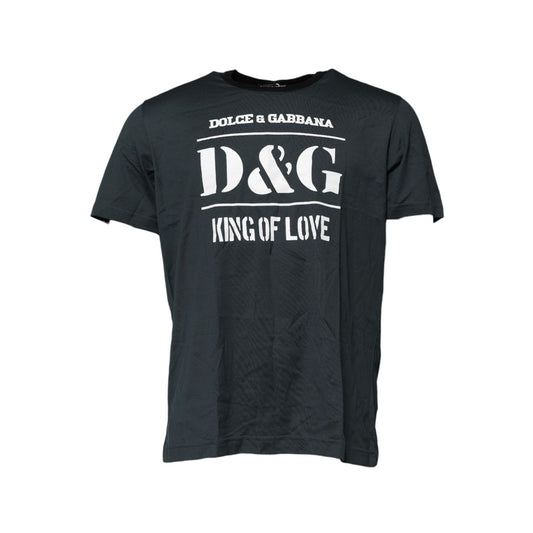 Dolce & Gabbana Black Cotton Printed Short Sleeves T-shirt