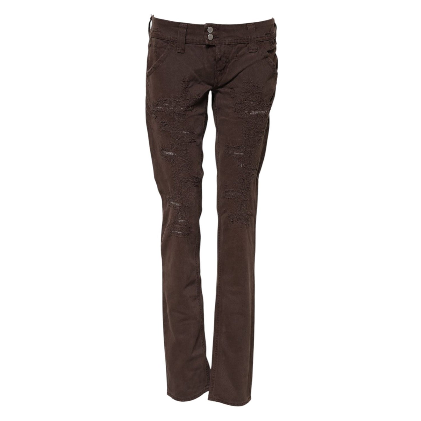 CYCLE Brown Cotton Low Waist Skinny Casual Jeans