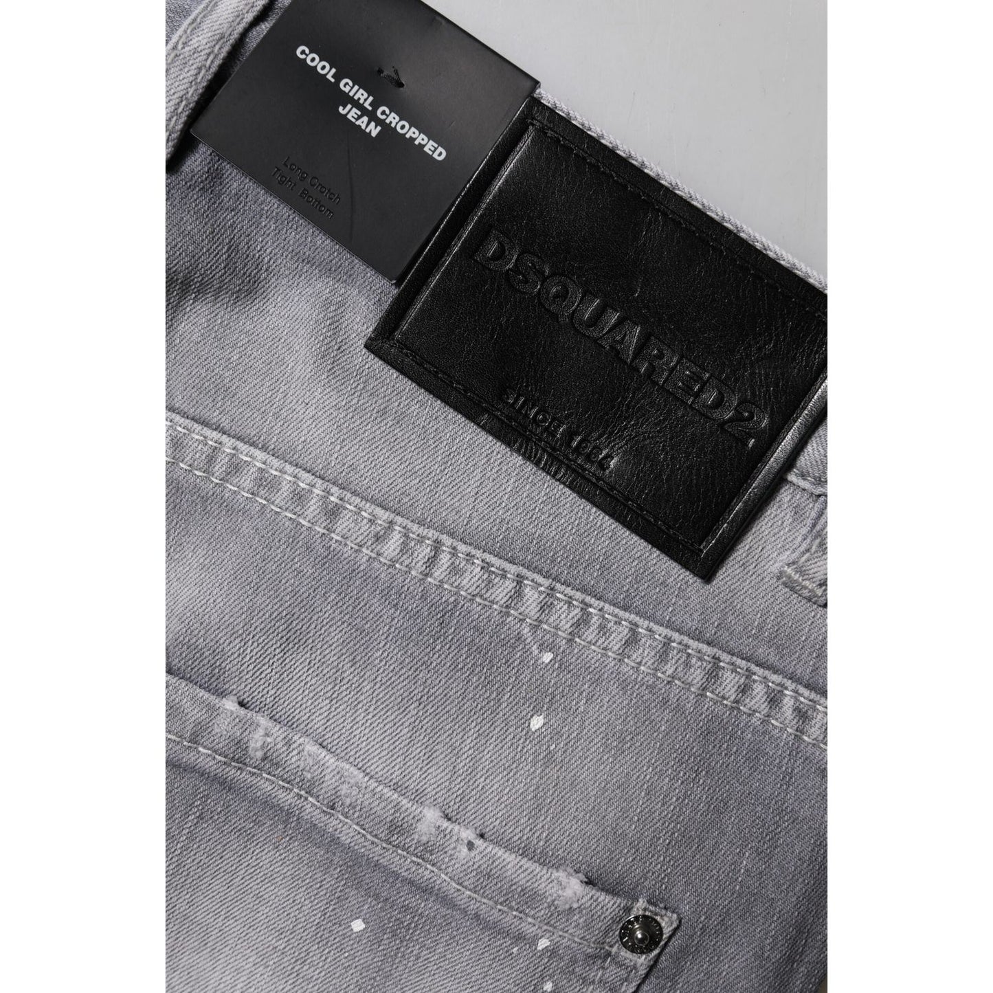 Dsquared² Gray Washed Mid Waist Tapered Jeans