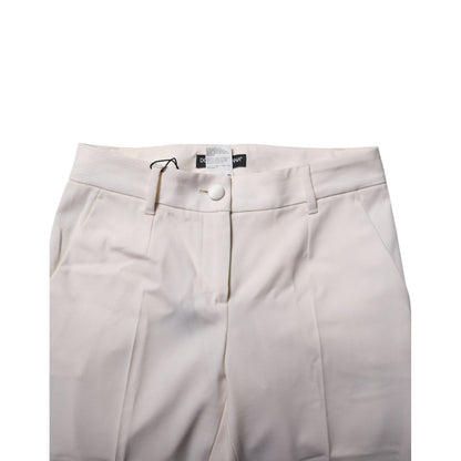 Dolce & Gabbana White Wool Tapered High Waist Pants