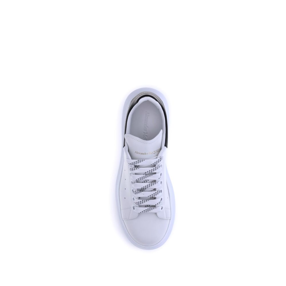 Top view of Alexander McQueen White Calf Leather Bos Taurus Platform Sneakers showcasing lace-up design and logoed details