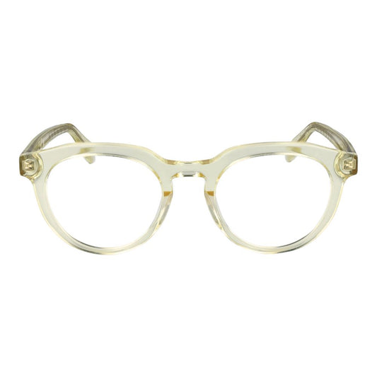 Guess Yellow Men Glasses Frame in acetate, full-rim style, round shape, demo lenses, spring hinges, includes branded case. Size 49-20-145.