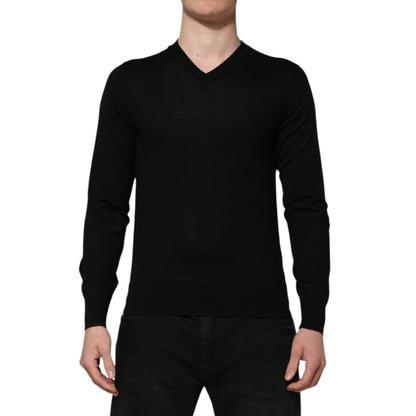 Dolce & Gabbana Black Cashmere Crewneck Men Pullover Sweater