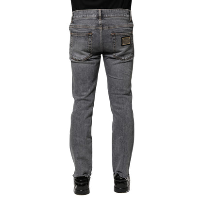 Dolce & Gabbana Gray Cotton Skinny Men Denim Trouser Jeans