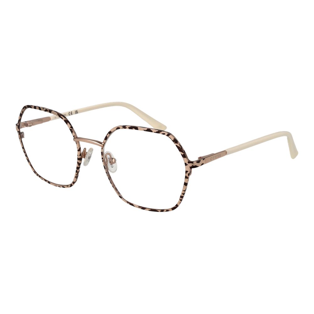 Guess Multicolor Women Glasses Frame, geometric full-rim, metal frame, demo lenses, 55-19-140, spring hinge, includes branded case.