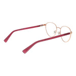 Guess Rose Gold Unisex Glasses Frame, full-rim metal design with round lenses in demo plastic, includes branded case.