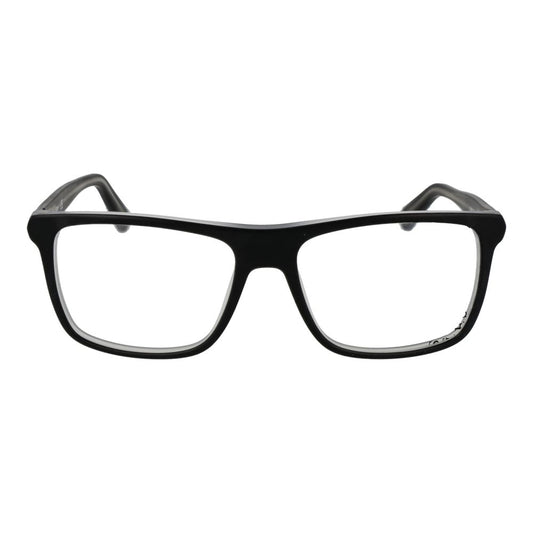 Guess Black Men Glasses Frame in full-rim rectangle style made of acetate with demo lenses and spring hinge for men.