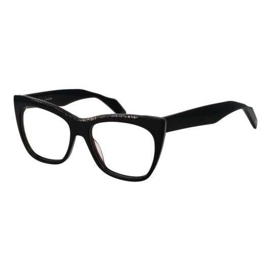 Yohji Yamamoto Black Men Glasses Frame, cat eye style, plastic material, full-rim, demo lenses, size 54-16-145.