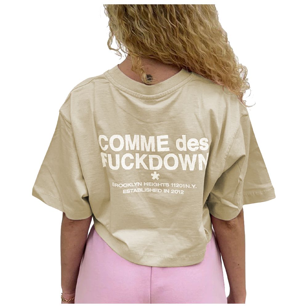 Comme Des Fuckdown Beige Cotton Women T-Shirt