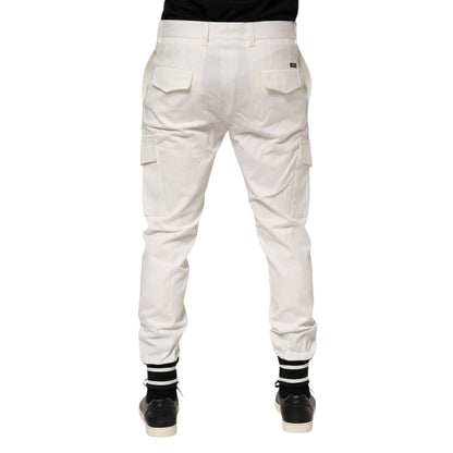 Dolce & Gabbana White Cotton Jogger Cargo Skinny Men Pants