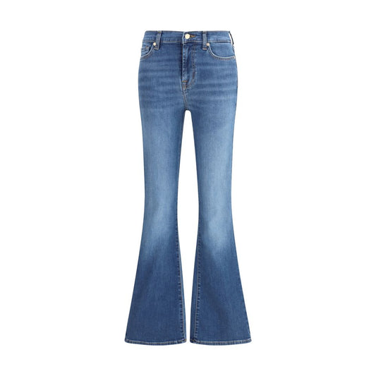 7FOR Ali flare Jeans in blue stretch fabric, high waist, flared slim leg, five pockets, suitable for dressy and casual looks.