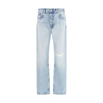 7FOR Bakersfield Modern straight Jeans in light wash denim with straight leg and mid-rise waist, relaxed yet polished look, 100% cotton.