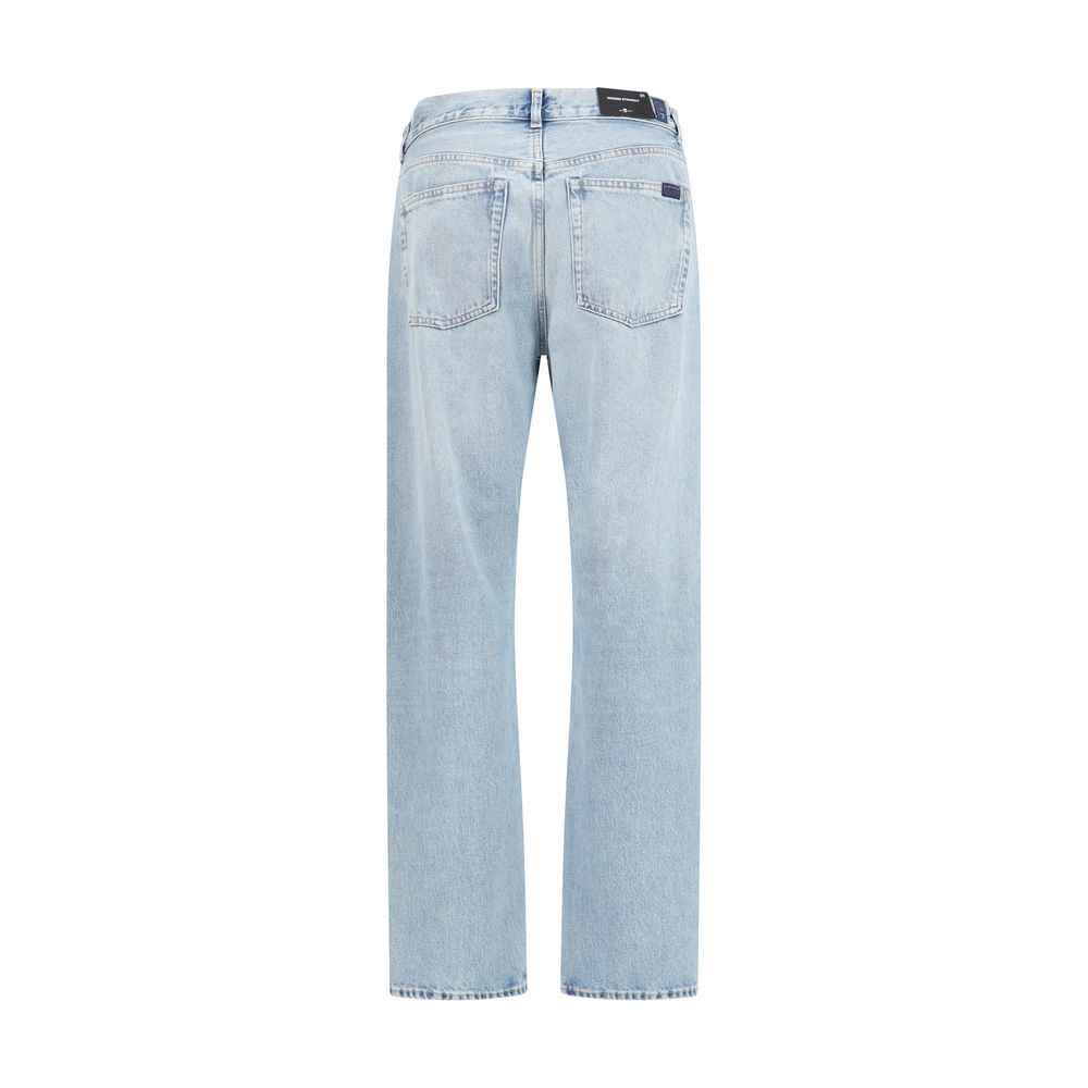 Back view of 7FOR Bakersfield Modern straight Jeans in light denim, showcasing straight leg fit and mid-rise waist for AW25 collection.