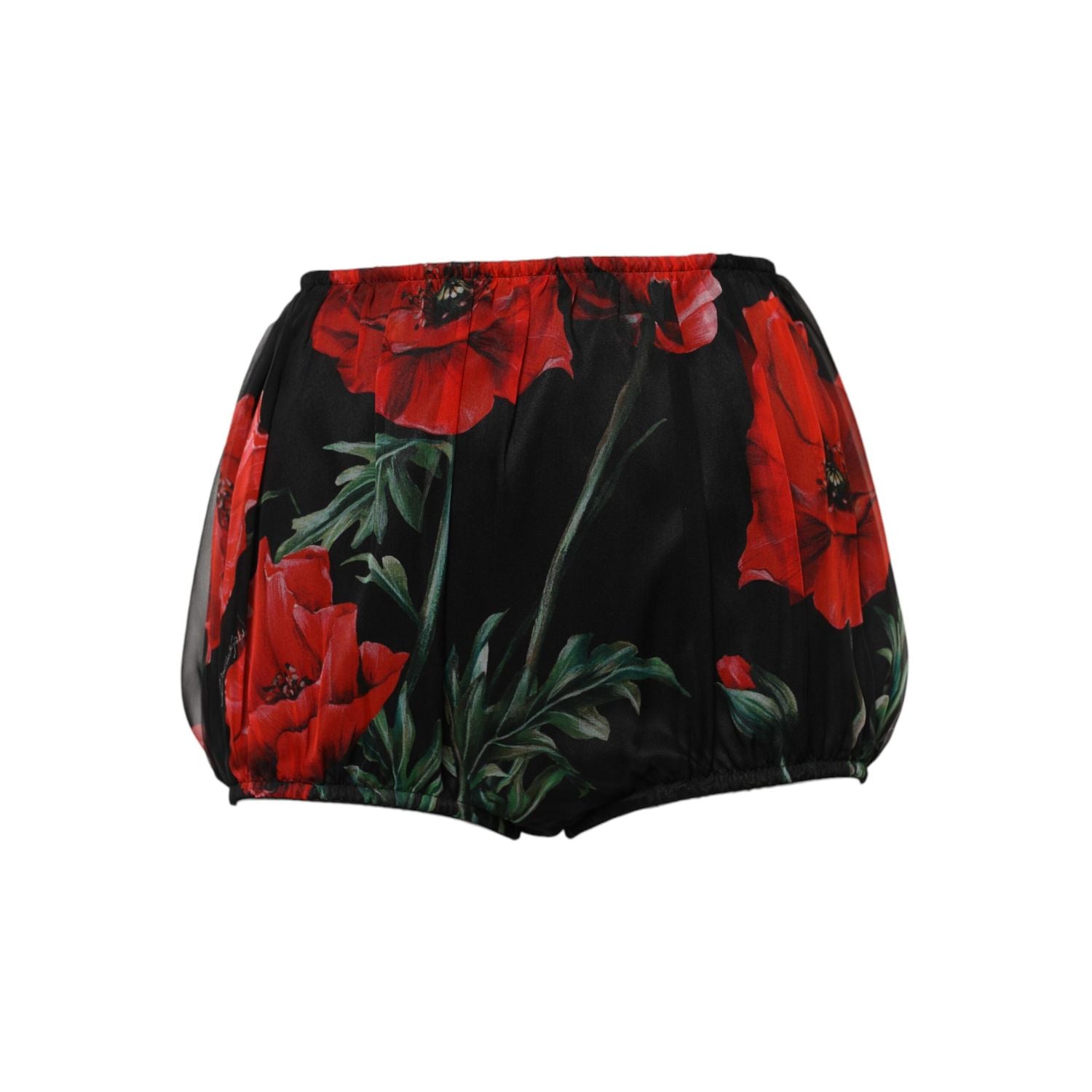 Dolce & Gabbana Black Floral High Waist Women Hot Pants Shorts