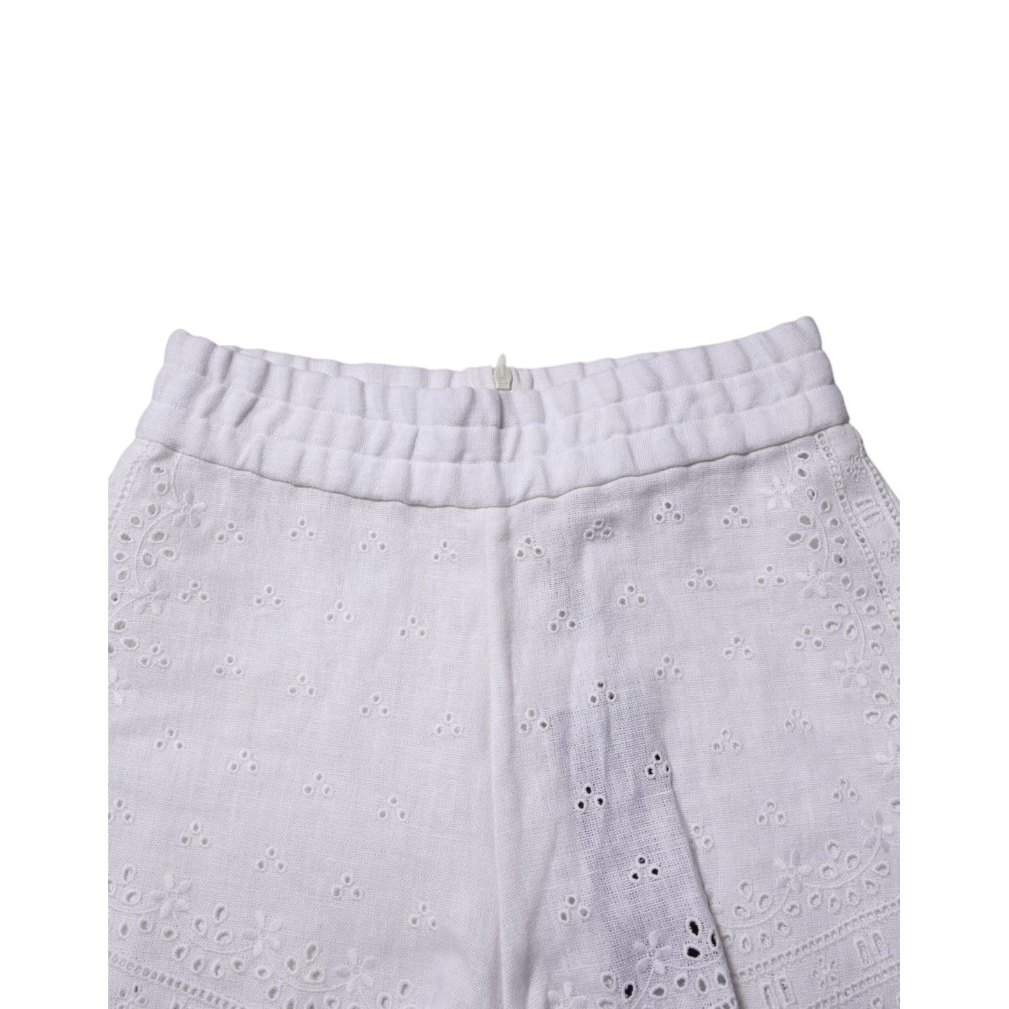 Dolce & Gabbana White Linen High Waisted Hot Pants Shorts