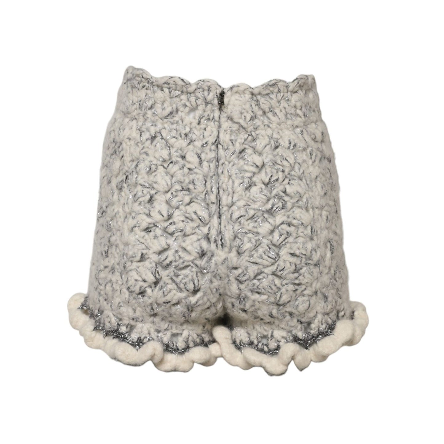 Dolce & Gabbana Metallic Bouclé Knit Cashmere Ruffled Shorts