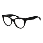 Yohji Yamamoto Black Women Glasses Frame, black cat eye shape, plastic full-rim, size 54-17-145, with blue-light filter, demo lenses.