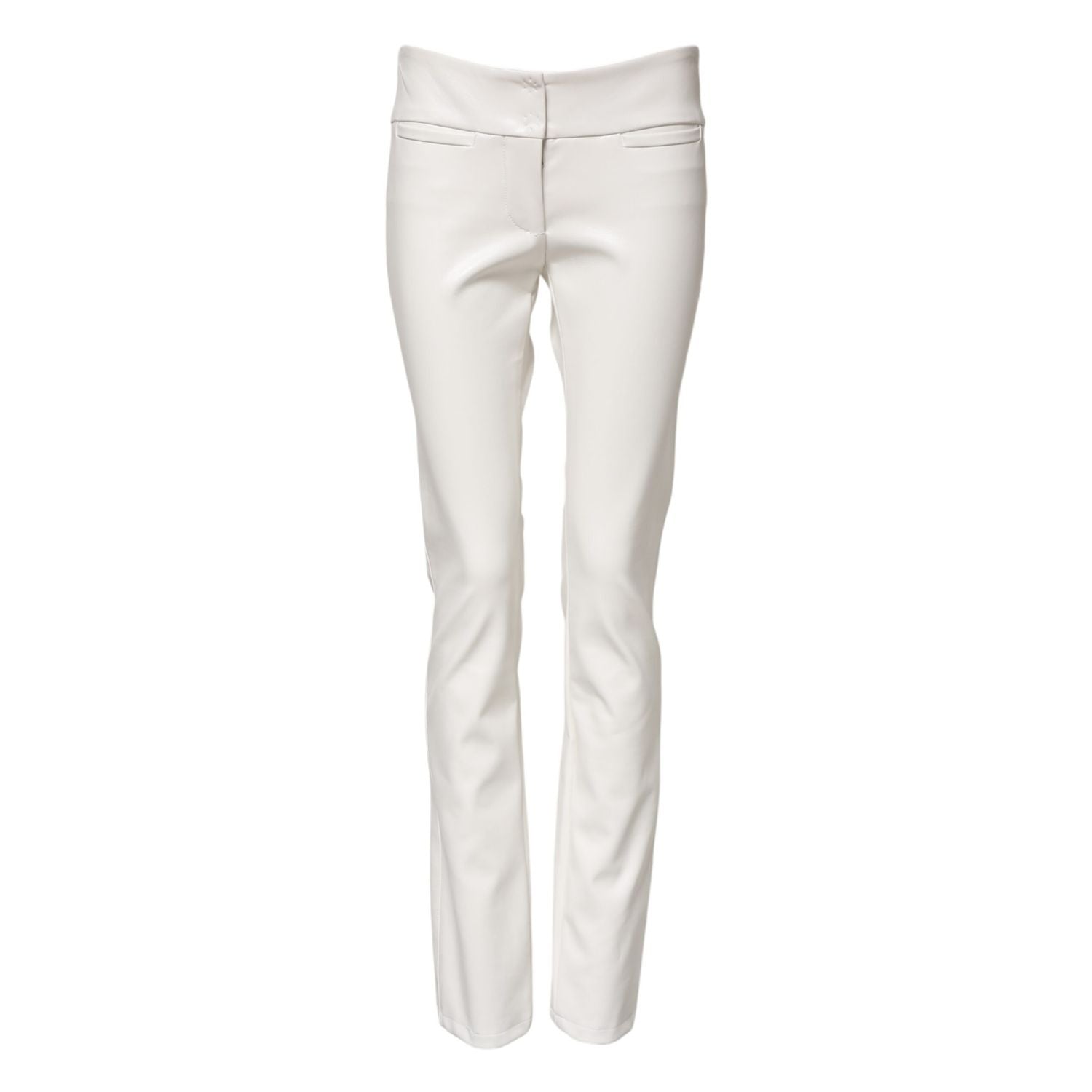 Dolce & Gabbana White Polyurethane High Waist Tapered Pants