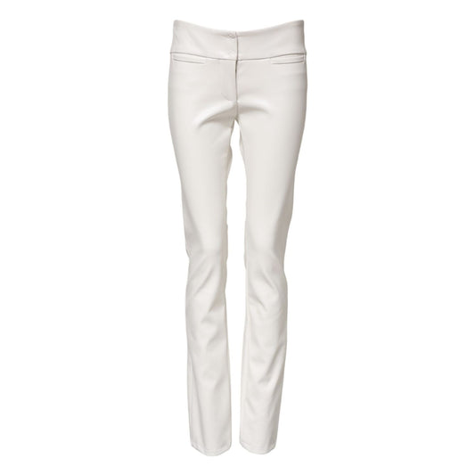 Dolce & Gabbana White Polyurethane High Waist Tapered Pants
